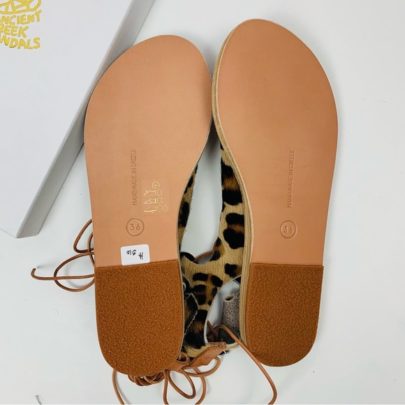 Ancient Greek Sandals Antigone LeopardPrint Pony hair Lace up sandal - Picture 13 of 15